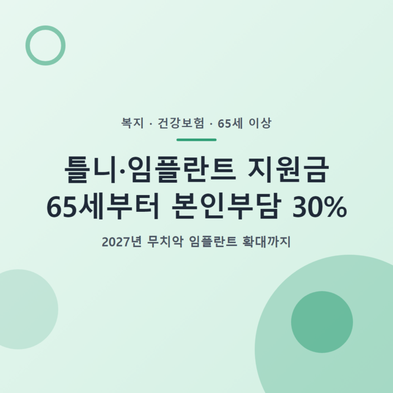 틀니·임플란트 지원금 65세부터 본인부담 30% 대표 이미지